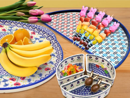 Entertain in Color with Polish Pottery Platters and Divided Dishes